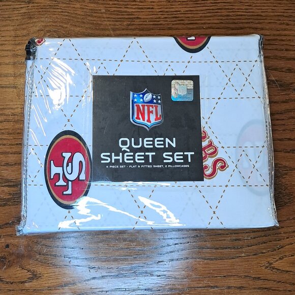 New San Francisco 49ers 4 Piece QUEEN Bed Sheet Set NFL Football SF Niners FTTB - Picture 7 of 8